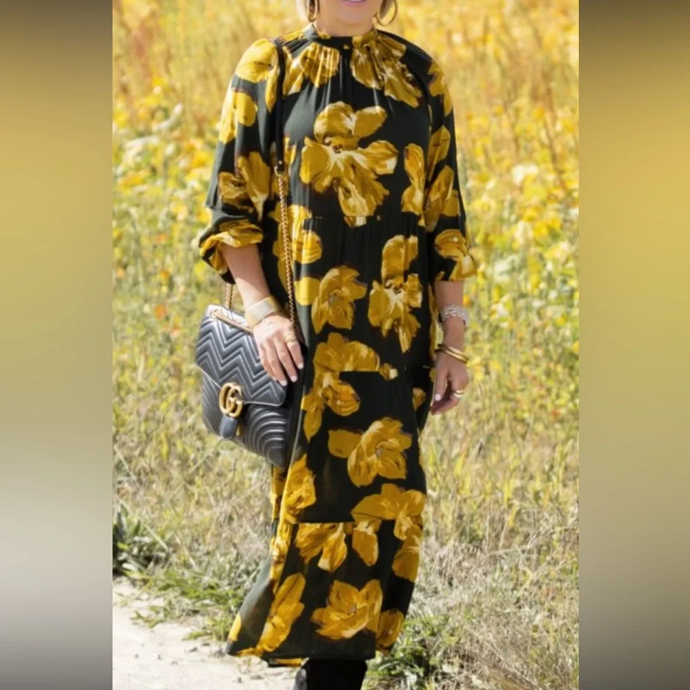 A new day Floral midi Long Sleeve Dress Sz xl - Picture 2 of 6